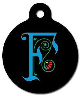 Monogram Letter F Pet ID Tag for Dogs and Cats