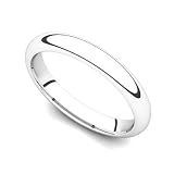 18k White Gold 3mm Domed Plain Wedding Band Ring