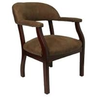 Guest Chair / Visitors Chair - Traditional Captain's Chair with Bomber Jacket Microfiber - B-Z105-BRN-GG