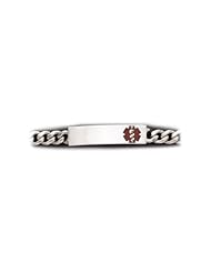 Sterling Silver Medical Alert ID Curb Chain Bracelet - Length 8 Inch