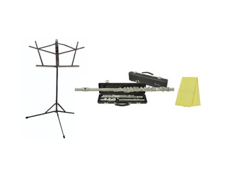 Gemeinhardt 2SP Flute with Hardcase Polish Cloth and Music Stand and FREE 20 x 20 Musical Canvas Wall Print