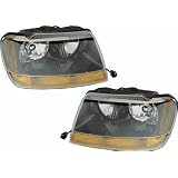 1999-2004 Jeep Grand Cherokee CCFL Halo Projector Headlights  w Amber (Black) by Matrix