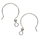 Sterling Shepherd''s Crook Wire Earring Hooks With Ball (2 PR)