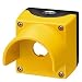 Siemens 3SB38 01-2AD3 Emergency Stop Empty Enclosure, Metal, Used With Contact Blocks, Lampholders, 1 Pole Operator, Yellow Top Part, 1 Hole