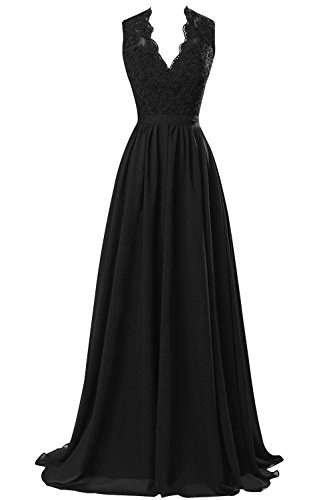 ORIENT BRIDE V-neck Open Back Lace Chiffon Evening Party Dresses