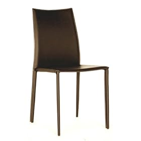 Set of 2 Bonded Leather Dining Chairs- Brown 