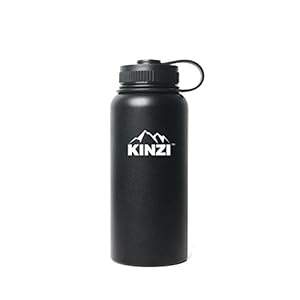 Kinzi Insulated Wide Mouth Stainless Steel Water Bottle, 32-Ounce