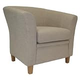 'YORK' LISA BEIGE TWEED FABRIC DESIGNER TUB ARM CHAIR ~ BY XYZ