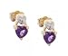 1/2cttw Royal Amethyst 10K Two-tone Yellow White Gold Heart Stud Earrings