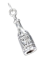 Sterling Silver Three Dimensional Bottle Of Wine Charm