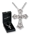 Byzantine Silver Crystal Cross Pendant With Austrian Crystals and Necklace