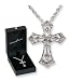 Byzantine Silver Crystal Cross Pendant With Austrian Crystals and Necklace