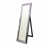 Ore International Rectangular Black with Pearl-Like Studs Floor Mirror