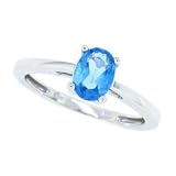 1.00ct Oval Blue Topaz Ring in 14Kt White Gold