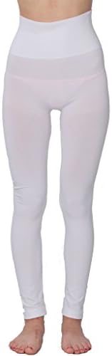 Designed For You Women's Seamless Full Length Leggings High Waist BH-311 White Solid S/M