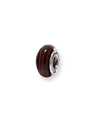 Black and Red Striped, Glass Charm for 3mm Charm Bracelets
