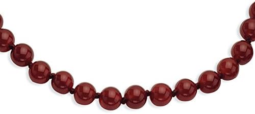 Sterling Silver Smooth Beaded Carnelian Necklace, 18 inch, Jewelry Chains and Necklaces for Women