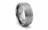 Tungsten Carbide Ring Celtic Laser Engraved Satin High Polish 8mm