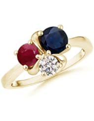 Cluster Diamond and Round Blue Sapphire Ruby Ring - 1.6 ct TGW