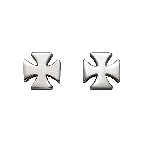 Stainless Steel Maltese Cross Stud Earrings