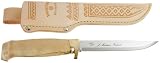 Marttiini Outdoor Knife, stainless Steel, Blade 13 cm, Fingerguard, Leather Sheath