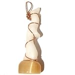 Calcite Pendant 07 Animal Orange Selenite White Weasel Ermine Long Copper Wire Wrapped Crystal Healing 4