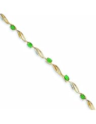 Genuine 14K Yellow Gold Diamond And Emerald Oval Bracelet 4 Grams Of Gold 100% Satisfaction Guaranteed.