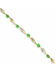 2 Carat 14K Gold Diamond and Emerald Oval Bracelet