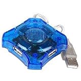 4-Port Mini USB Hub - Connect USB Devices Easily (Translucent Blue)