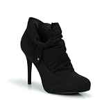 Button Ruched High Heel Stiletto Ankle Bootie Black