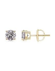 1 ct Solitaire Diamond Stud Earrings in Yellow Gold
