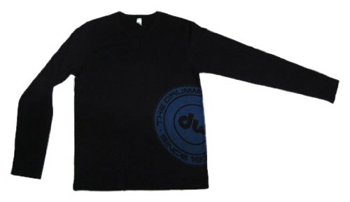 DW Drum Workshop Long Sleeve Thermal Tee, Black with Blue DW Drummer’s Choice Logo, L