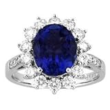 14k White Gold Oval Tanzanite and Diamond Ring 3.75 TCW