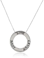 Sterling Silver "Live Love Laugh" Circle Pendant Necklace, 18"