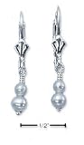 Sterling Silver Double Pearl Drop Leverback Earrings
