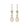14K Yellow Gold 6 x 4 MM Oval Shaped Opal Drop Earrings