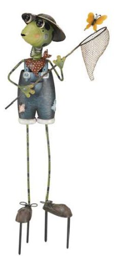 Gardener Frog Man Garden Stake and Statuary