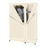 Designer Habitat Double Canvas effect Wardrobe Clothes Rail Storage in Beige New Robust Model