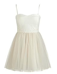 Sweetheart Short Tulle Spaghetti Strap Applique Lace Bridesmaid Dress/Prom Dress 