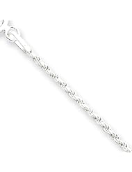 Sterling Silver 1.5mm Diamond-cut Rope Chain 24 Inches