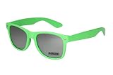 Nerd Sonnenbrille im Wayfarer Stil Retro Brille hellgrün und silber verspiegelt