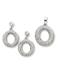 Genuine IceCarats Designer Jewelry Gift Sterling Silver Cz Circle Pendant & Earring Set