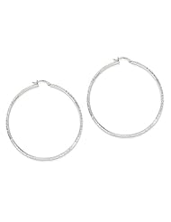 3.5mm, Diamond Cut 14K White Gold Hoop Earrings, 65mm (2 1/2")