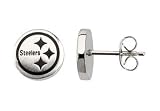 Stainless Steel Pittsburgh Steelers Logo Stud Earrings - 10.00MM X 10.00MM