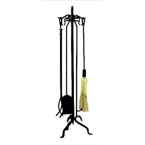 5 Pc Black Wrought Iron Extra Tall Fireset by UniFlame