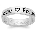 Platinum over Sterling Love Friendship Loyalty Engraved Ring, Size: 10