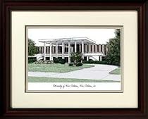 University of New Orleans Alma Mater Alma Mater 14x18 Lithograph in Mahogany Frame