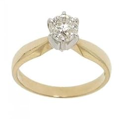 1CT Diamond Solitare Engagement Ring in 14K Yellow & White Solid Gold