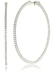 KC Designs "Eternity Hoops" Diamond 14k White Gold Hoop Earrings , 1.48 cttw