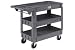 Small Deluxe 3 Shelf Plastic Utility & Service Cart 5 Rubber Casters